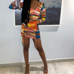 Multi Color Longsleeve Bodycon Dress